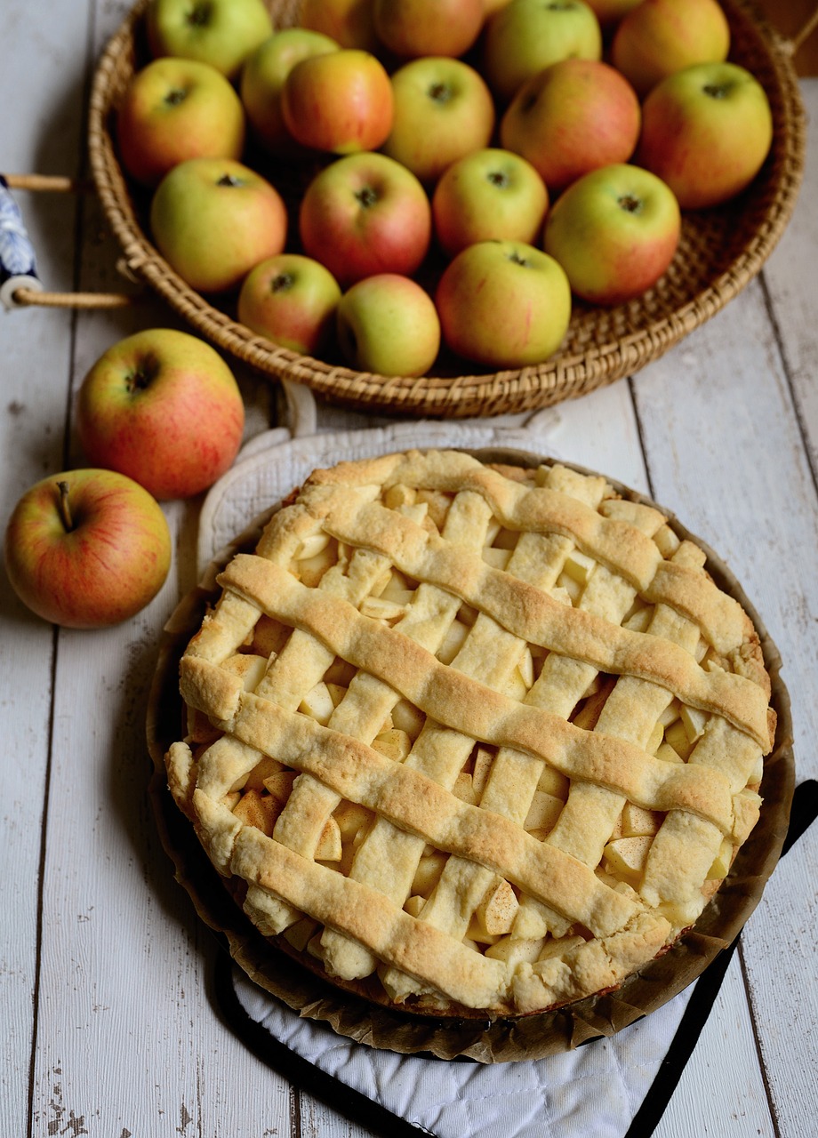 pie, apples, fruit